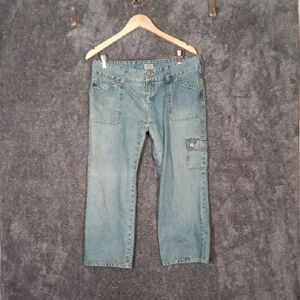 Abercrombie & Fitch Vintage Y2k Cropped Jeans Flap Pockets Low Rise Sz 12